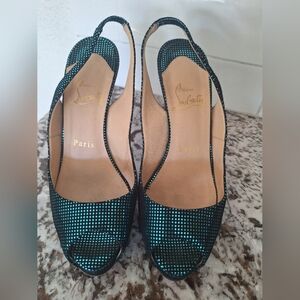 Christian Louboutin Women's   Green Peep Toe Heels Sandals Size 36.5‎